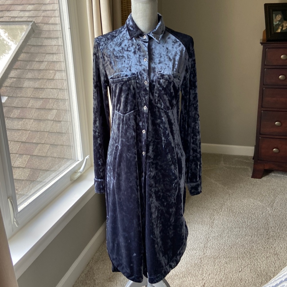 Billy T Crushed Velvet Shirt Dress